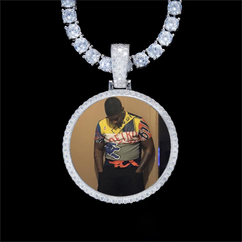 925S & VVS Moissanite 3D Circle Custom Picture Pendant