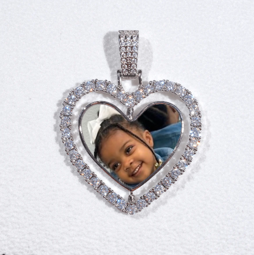 3D Spinning 2-Faced Heart Custom Picture Pendant