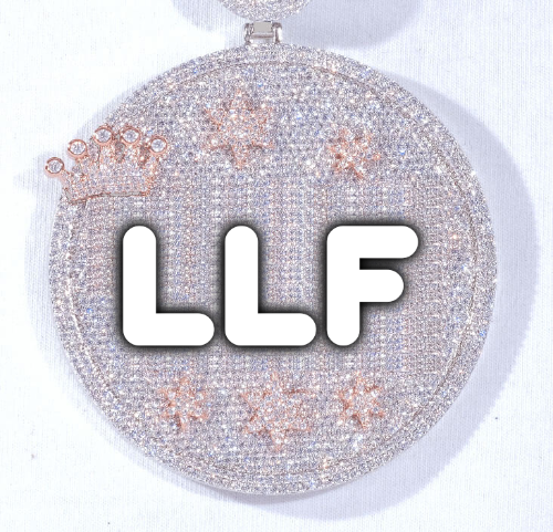 CUSTOM LETTER NECKLACE 3D BIG CROWN DISC