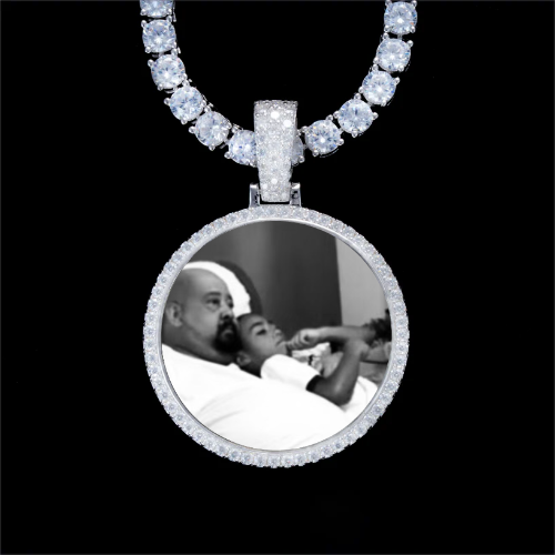 925S & VVS Moissanite 3D Circle Custom Picture Pendant