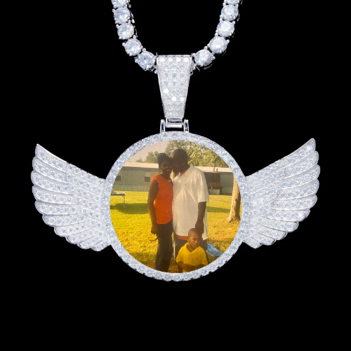 925S & VVS Moissanite 3D Wing Custom Picture Pendant