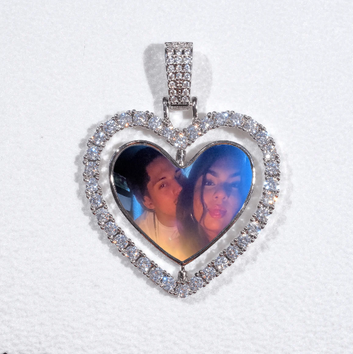3D Spinning 2-Faced Heart Custom Picture Pendant
