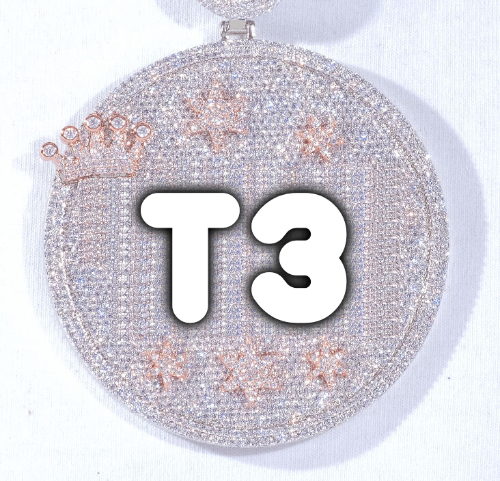 CUSTOM LETTER NECKLACE 3D BIG CROWN DISC