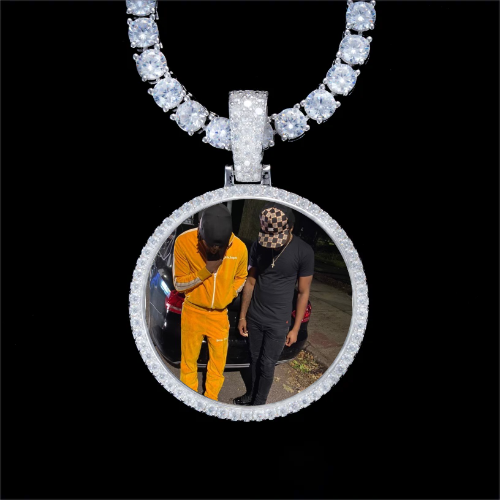 925S & VVS Moissanite 3D Circle Custom Picture Pendant