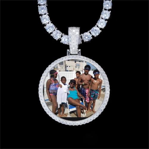 925S & VVS Moissanite 3D Circle Custom Picture Pendant