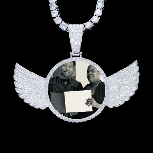925S & VVS Moissanite 3D Wing Custom Picture Pendant