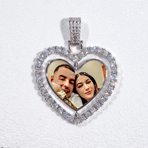 3D Spinning 2-Faced Heart Custom Picture Pendant