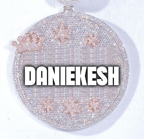 CUSTOM LETTER NECKLACE 3D BIG CROWN DISC