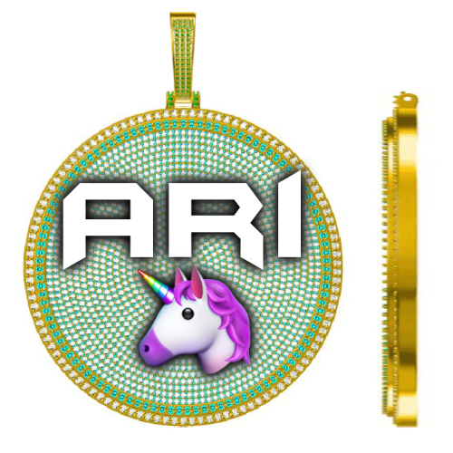 CUSTOM LETTER NECKLACE 3D BIG DISC