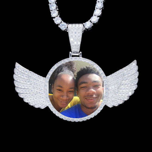 925S & VVS Moissanite 3D Wing Custom Picture Pendant