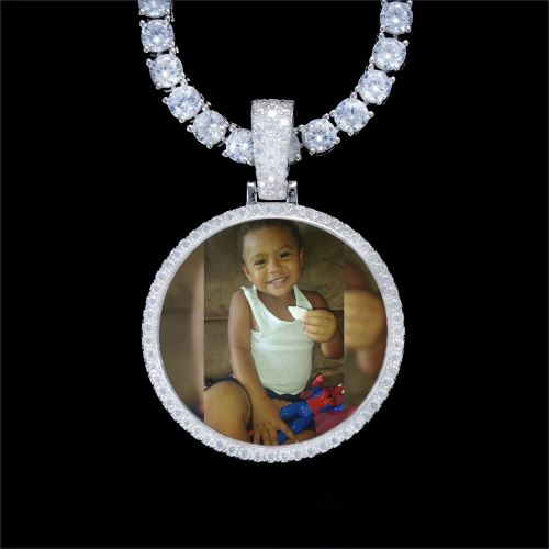 925S & VVS Moissanite 3D Circle Custom Picture Pendant