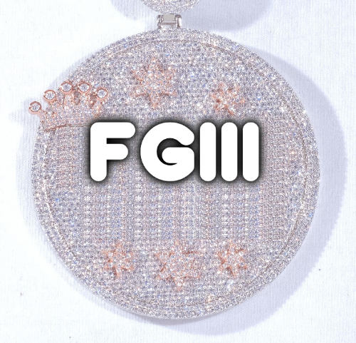 CUSTOM LETTER NECKLACE 3D BIG CROWN DISC