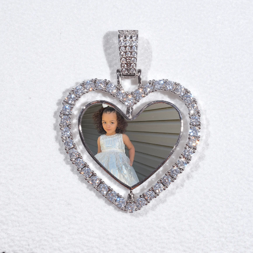 3D Spinning 2-Faced Heart Custom Picture Pendant