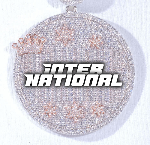 CUSTOM LETTER NECKLACE 3D BIG CROWN DISC