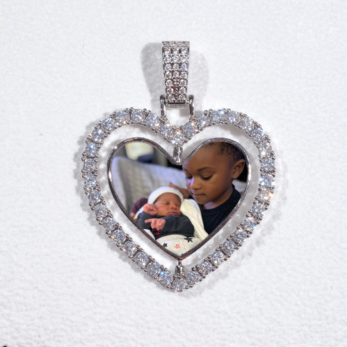 3D Spinning 2-Faced Heart Custom Picture Pendant