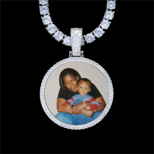 925S & VVS Moissanite 3D Circle Custom Picture Pendant