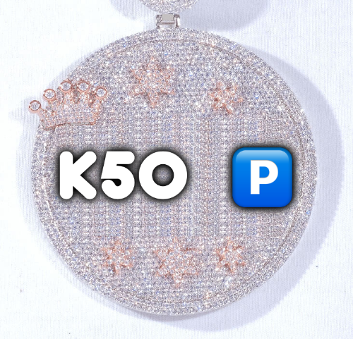 CUSTOM LETTER NECKLACE 3D BIG CROWN DISC