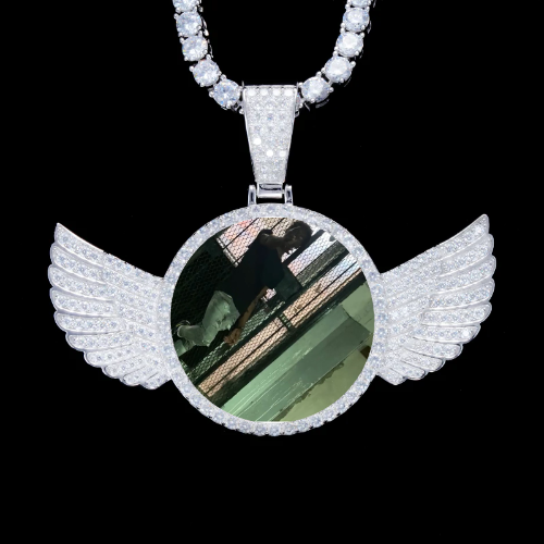 925S & VVS Moissanite 3D Wing Custom Picture Pendant
