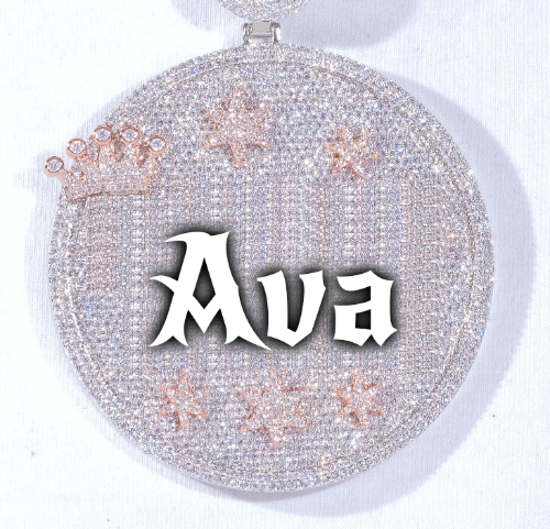 CUSTOM LETTER NECKLACE 3D BIG CROWN DISC