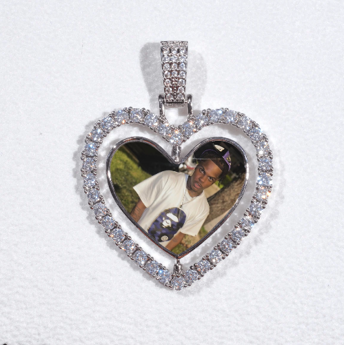 3D Spinning 2-Faced Heart Custom Picture Pendant