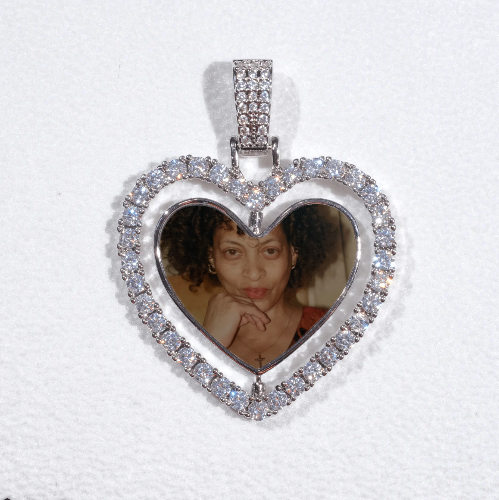 3D Spinning 2-Faced Heart Custom Picture Pendant
