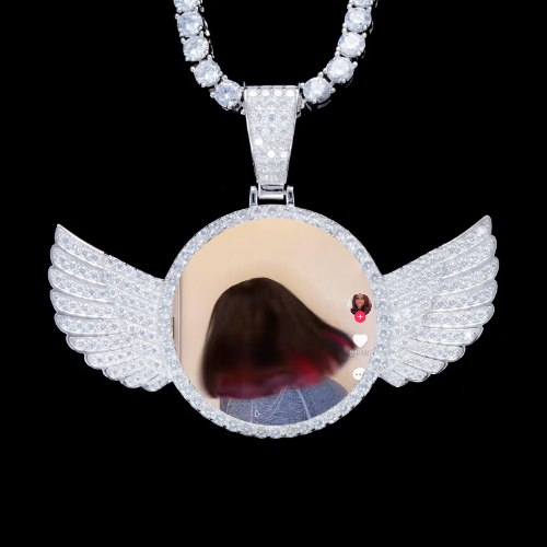 925S & VVS Moissanite 3D Wing Custom Picture Pendant