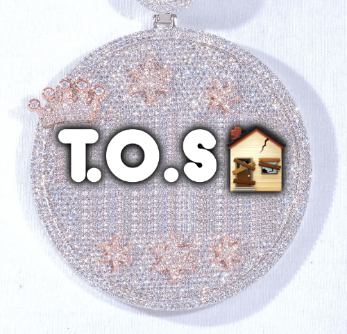 CUSTOM LETTER NECKLACE 3D BIG CROWN DISC