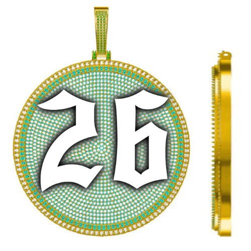 CUSTOM LETTER NECKLACE 3D BIG DISC