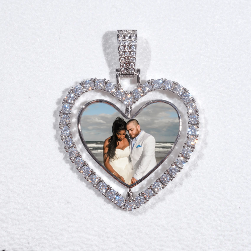 3D Spinning 2-Faced Heart Custom Picture Pendant