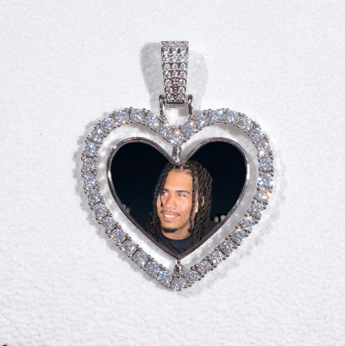 3D Spinning 2-Faced Heart Custom Picture Pendant