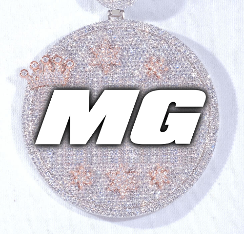 CUSTOM LETTER NECKLACE 3D BIG CROWN DISC