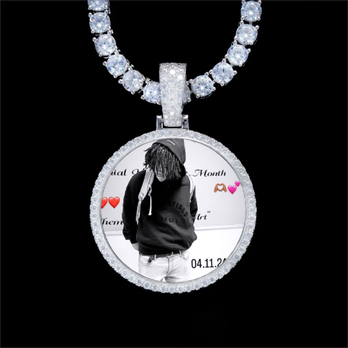 925S & VVS Moissanite 3D Circle Custom Picture Pendant