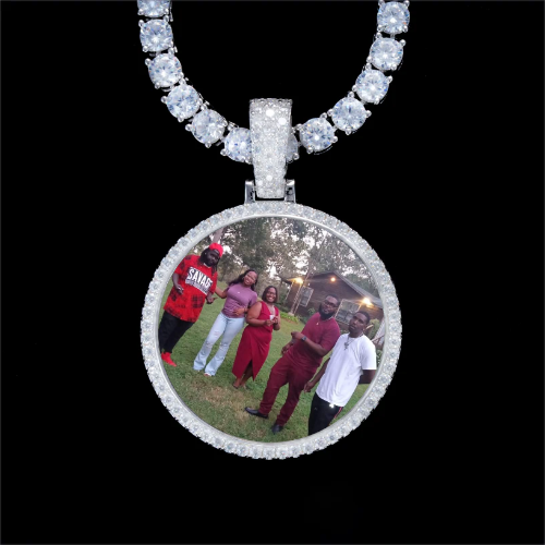 925S & VVS Moissanite 3D Circle Custom Picture Pendant