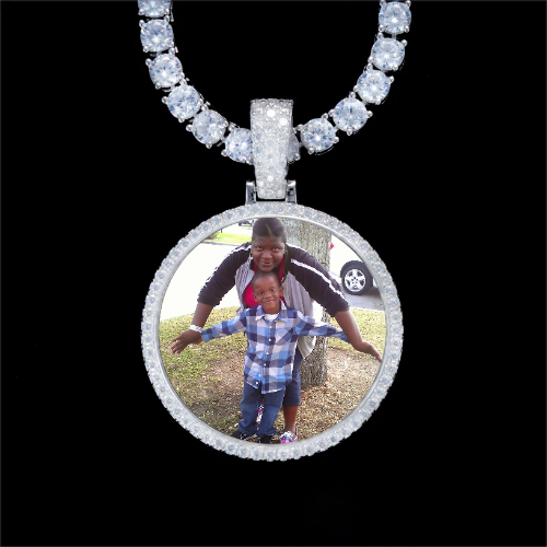925S & VVS Moissanite 3D Circle Custom Picture Pendant