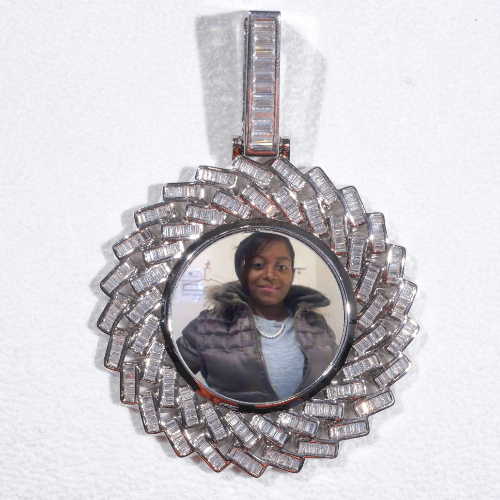 Large 3D Baguette Custom Picture Pendant