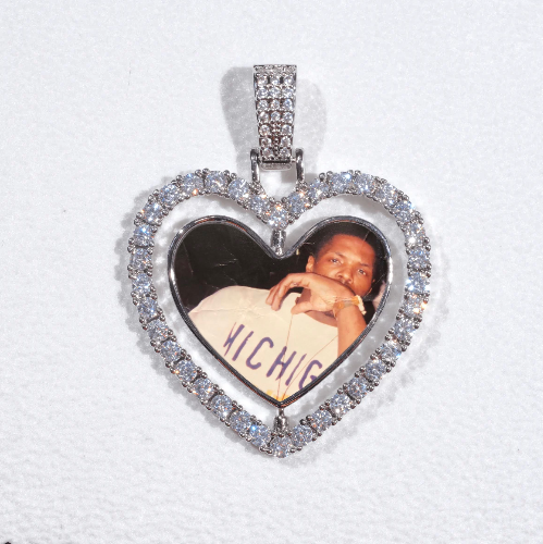 3D Spinning 2-Faced Heart Custom Picture Pendant