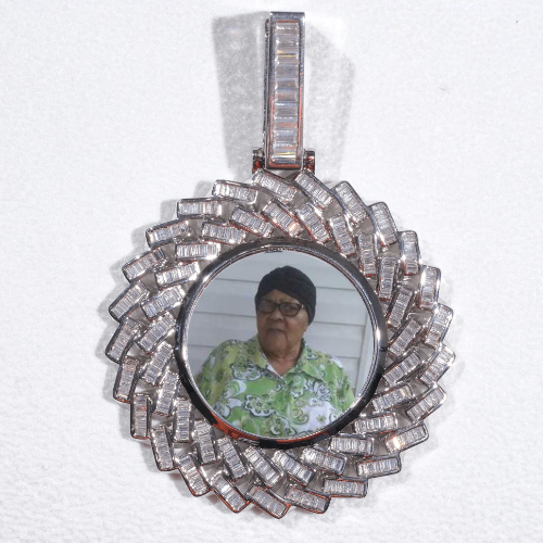 Large 3D Baguette Custom Picture Pendant