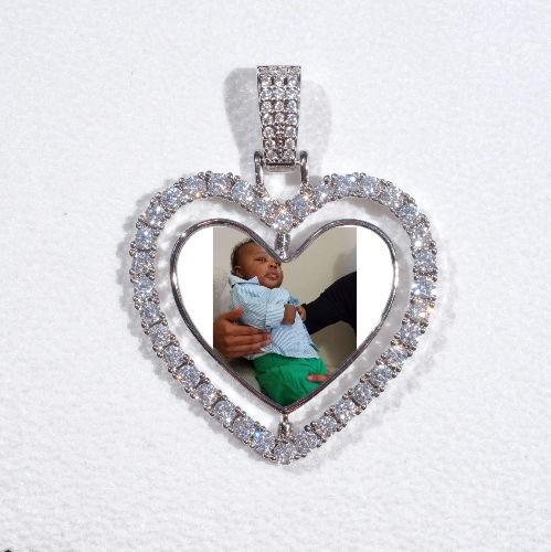 3D Spinning 2-Faced Heart Custom Picture Pendant