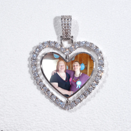 3D Spinning 2-Faced Heart Custom Picture Pendant
