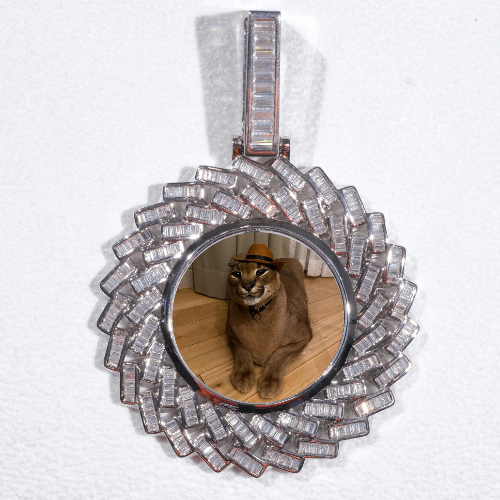 Large 3D Baguette Custom Picture Pendant
