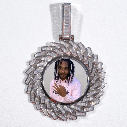 Large 3D Baguette Custom Picture Pendant