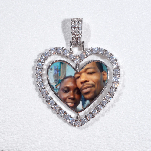 3D Spinning 2-Faced Heart Custom Picture Pendant