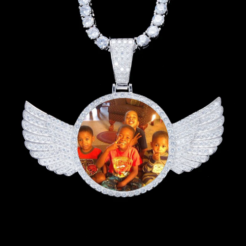 925S & VVS Moissanite 3D Wing Custom Picture Pendant