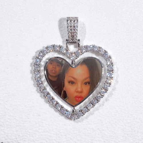 3D Spinning 2-Faced Heart Custom Picture Pendant