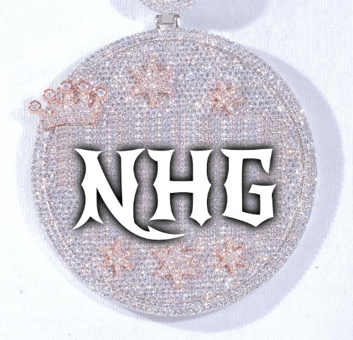 CUSTOM LETTER NECKLACE 3D BIG CROWN DISC