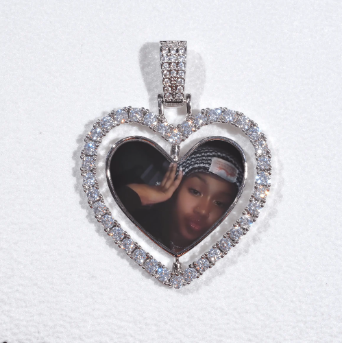 3D Spinning 2-Faced Heart Custom Picture Pendant