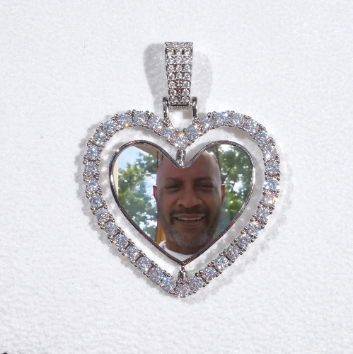 3D Spinning 2-Faced Heart Custom Picture Pendant