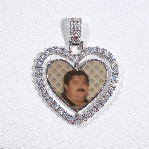 3D Spinning 2-Faced Heart Custom Picture Pendant