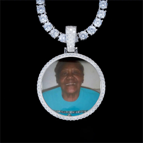 925S & VVS Moissanite 3D Circle Custom Picture Pendant