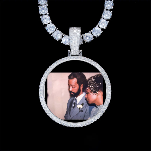925S & VVS Moissanite 3D Circle Custom Picture Pendant